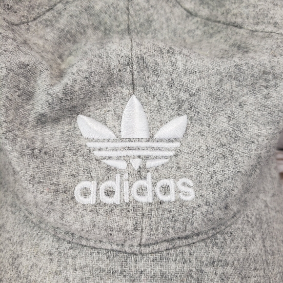 Adidas Relaxed Wool Blend Strapback Hat Gray White Embroidered - Picture 3 of 12